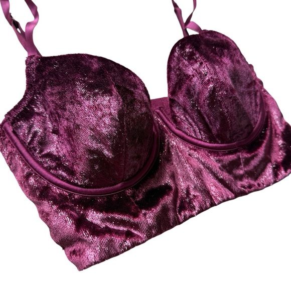 Victoria's Secret Very Sexy Velvet Balconette Bra Maroon 32C Women Underwire - Picture 3 of 5